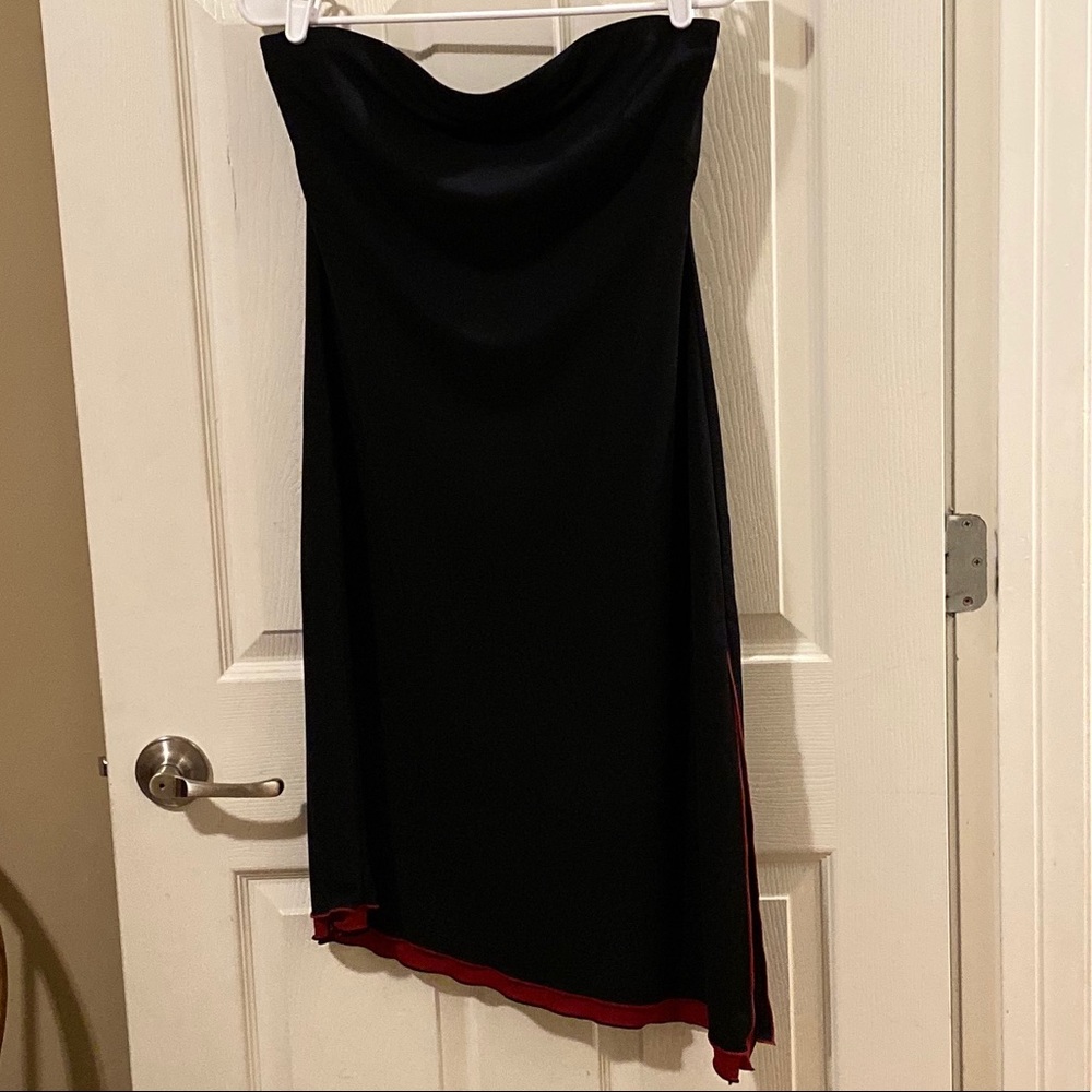 Express Black Strapless Side Slit Party Dress